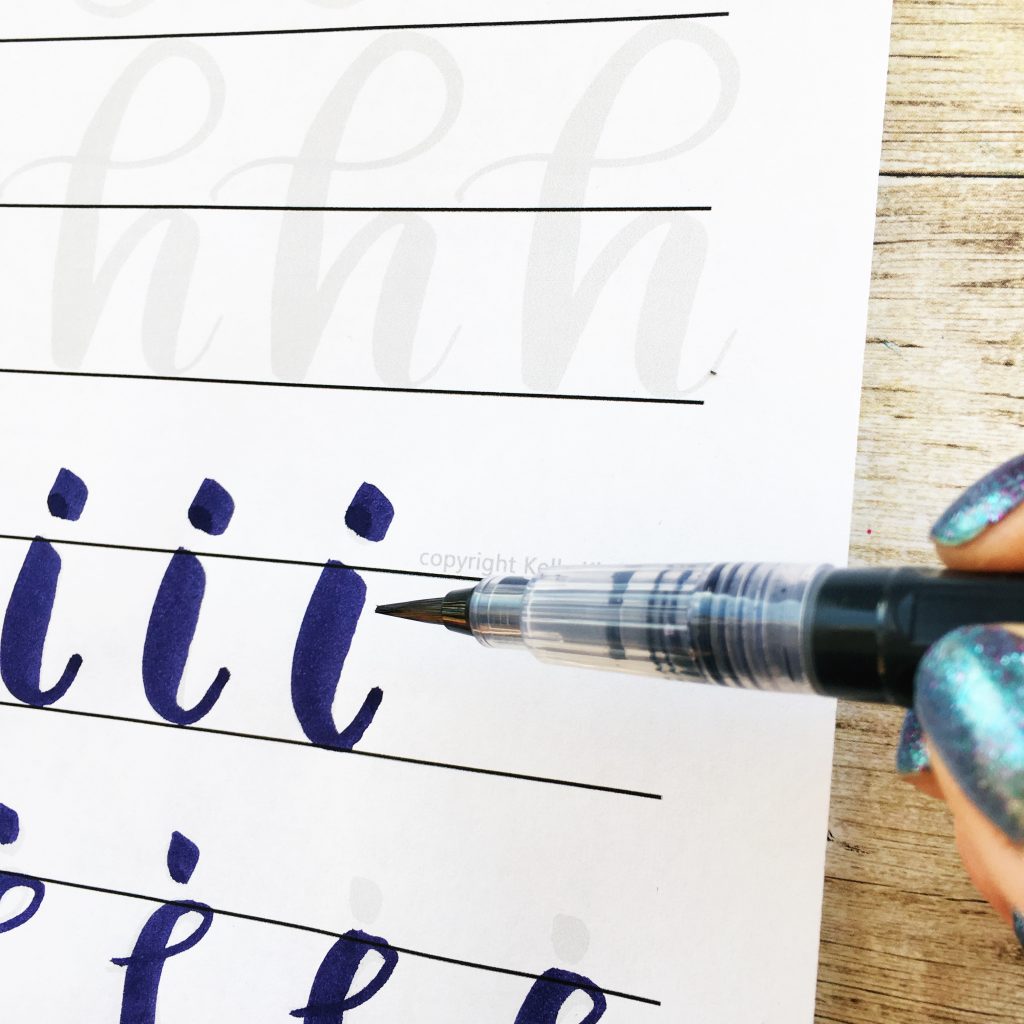 @kellycreates #watercolor #brushlettering #calligraphy @americancrafts @janedavenport #mermaidmarkers #brush Learn brush lettering with watercolors and tracing guide worksheets