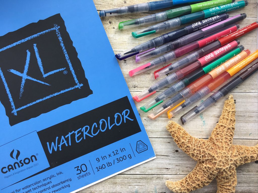 @kellycreates #watercolor #brushlettering #calligraphy @americancrafts @janedavenport #mermaidmarkers #brush Learn brush lettering with watercolors and tracing guide worksheets
