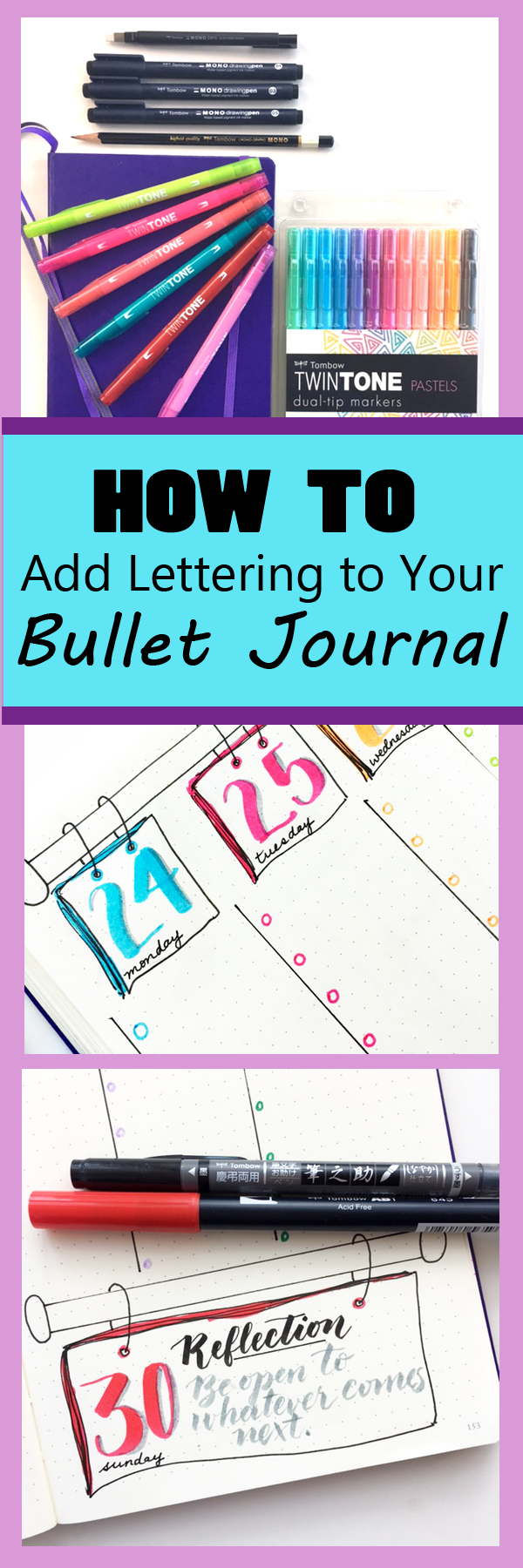Awesome BUJO ideas and video tutorials for lettering with Tombow pens! www.kellycreates.ca