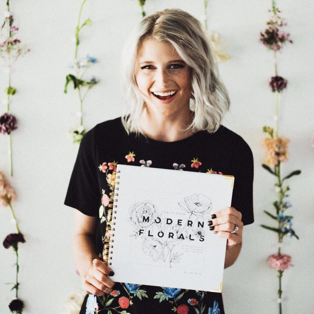 SO easy to learn drawing flowers with this NEW How to Draw Modern Florals book by Alli Koch and awesome tutorials on Kelly Creates Facebook group Kelly Creates Art & Calligraphy