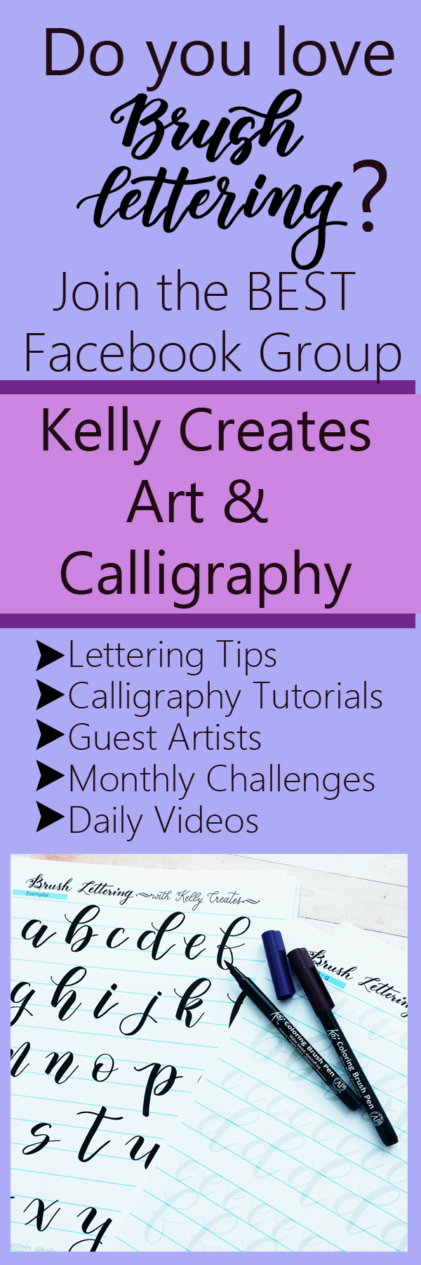 I found the best Facebook group for calligraphy and lettering! So friendly and inspiring and TONS of helpful tutorials and videos Kelly Creates Art & Calligraphy