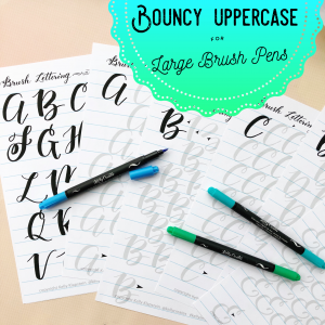 Learn brush lettering and calligraphy and how to hand letter uppercase and capital letters worksheets bouncy modern style with Kelly Creates