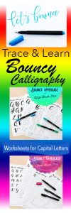 Love learning bouncy calligraphy with these tracing guide worksheets. So much fun! www.kellycreates.ca