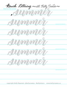 learn bouncy brush lettering modern calligraphy with this fun free tracing worksheet guideline template and write summer 