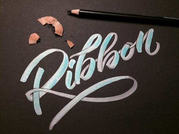 Ribbon Lettering hand lettering tutorial calligraphy with brush pens and Jewel pens Kelly Creates Elizabeth Wise