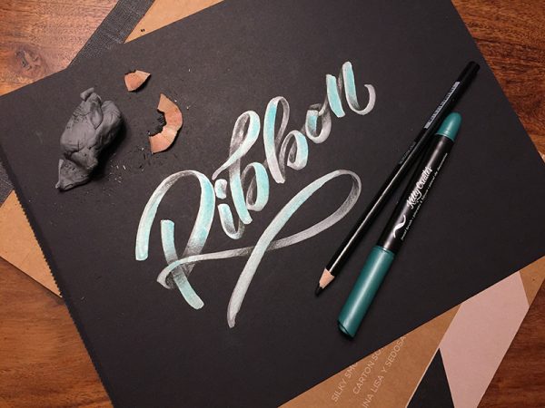 Ribbon Lettering hand lettering tutorial calligraphy with brush pens and Jewel pens Kelly Creates Elizabeth Wise