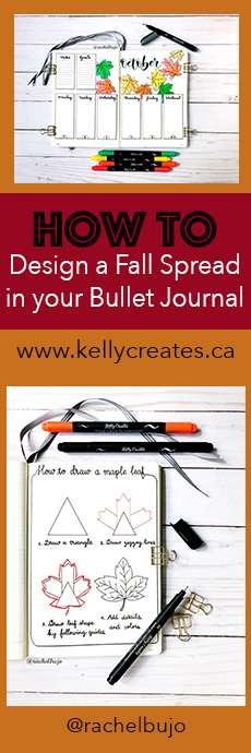 Love this amazing but simple tutorial on how to do a weekly spread in my bullet journal, bujo, and draw maple leafs www.kellycreates.ca @rachelbujo @kellycreates