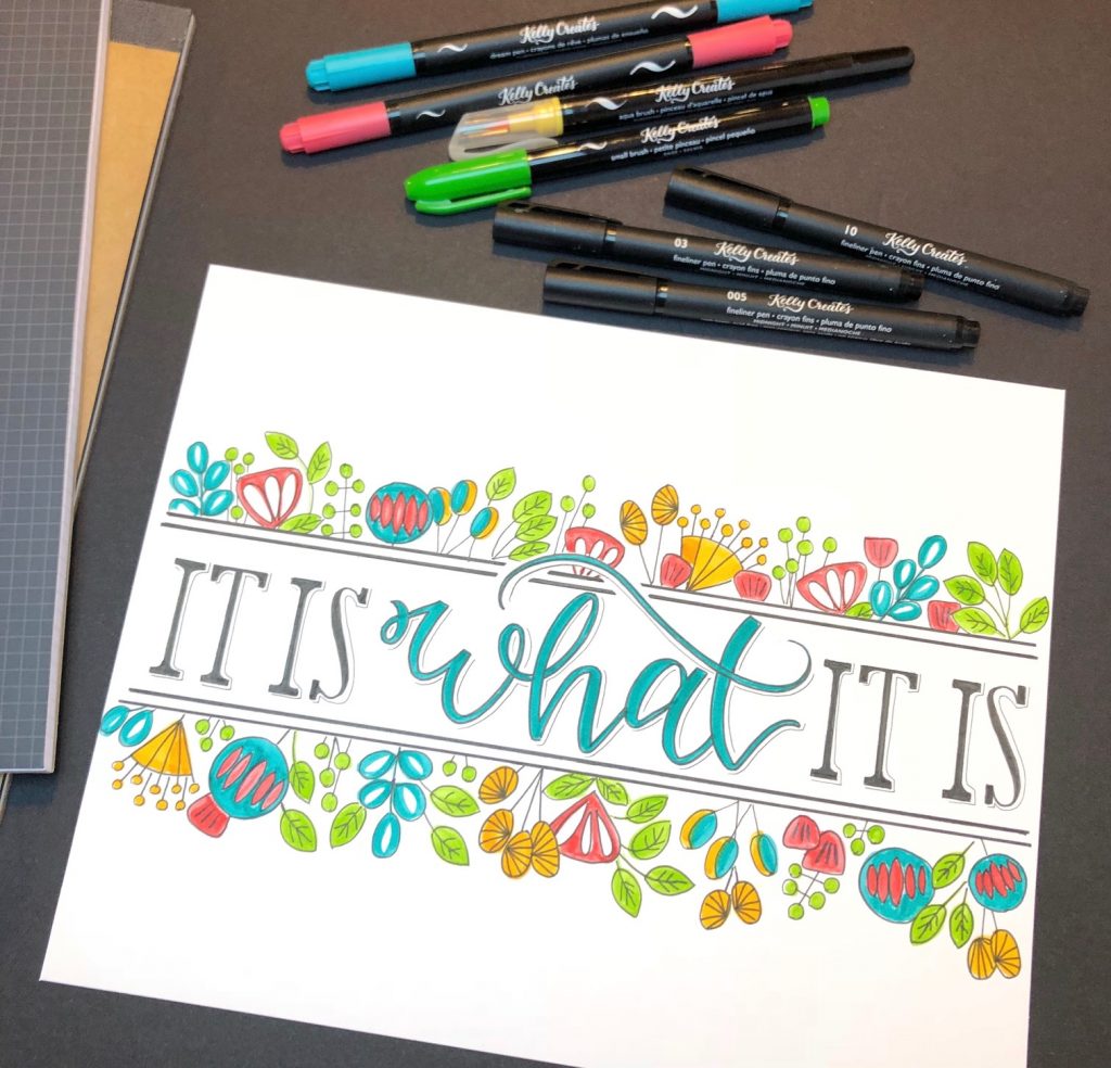 How to design a hand lettered quote with flowers by Bonnie Peters for kellycreates.ca 