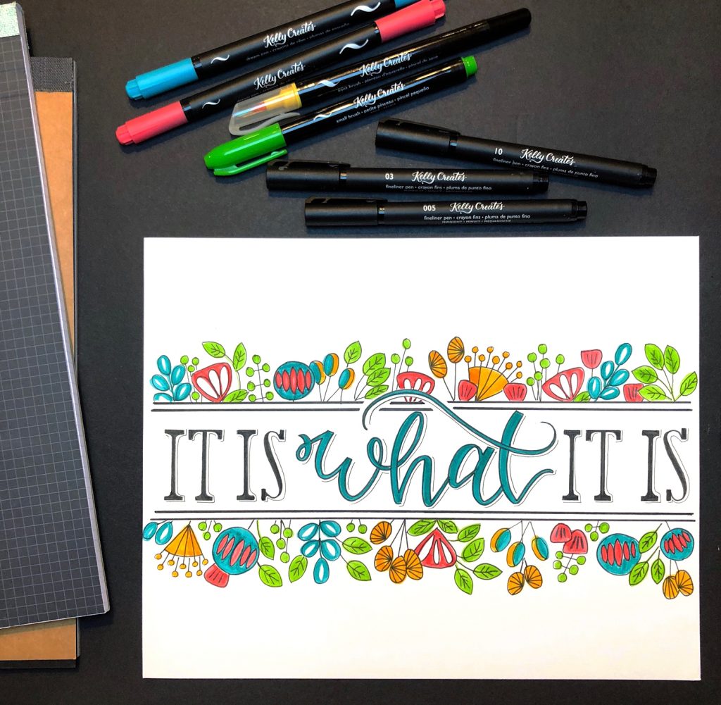 How to design a hand lettered quote with flowers by Bonnie Peters for kellycreates.ca
