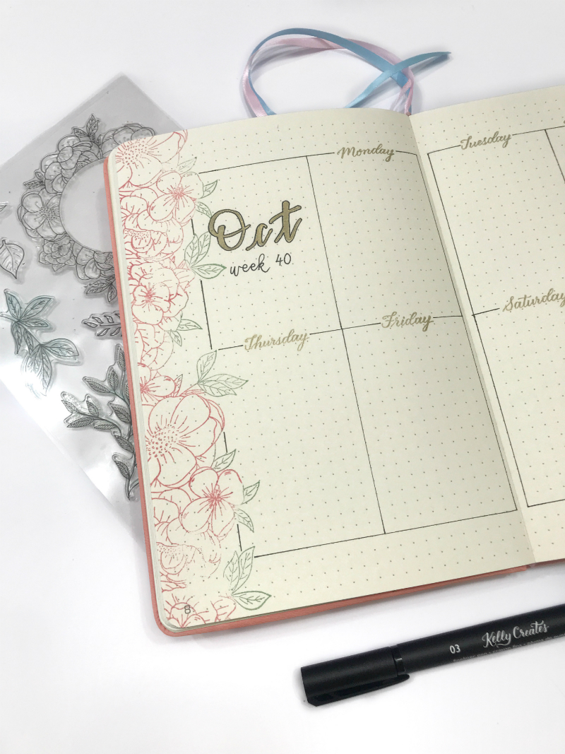 Using Stamps in a Bullet Journal Weekly Spread – Kelly Creates