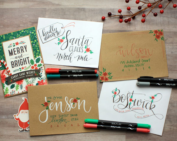 Christmas Envelopes Hand Lettering Kelly Creates