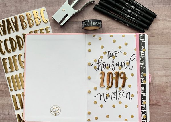 Love this pretty journal for planning goals and bujo ideas with stamps and stickers www.kellycreates.ca
