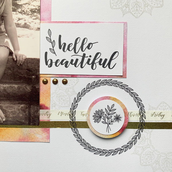 Cute scrapbook layout with Kelly Creates rub ons stamps and NEW Galaxy paper www.kellycreates.ca @chiciscre8tive