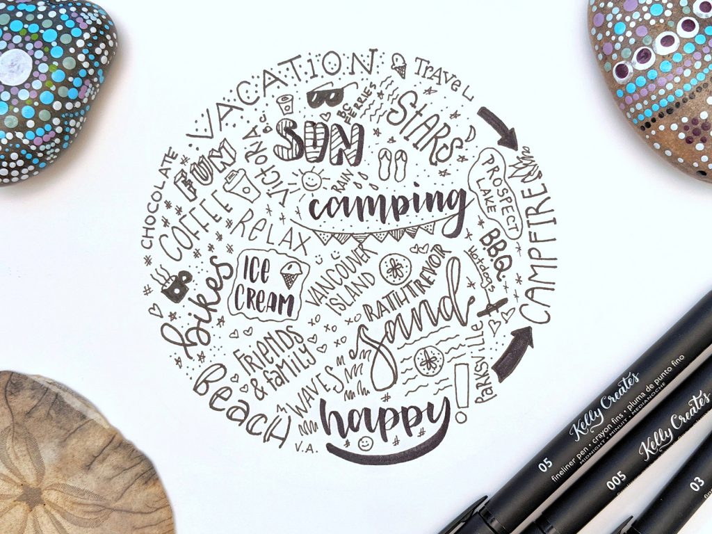 Amazing tutorial for lettering design circle of words www.kellycreates.ca