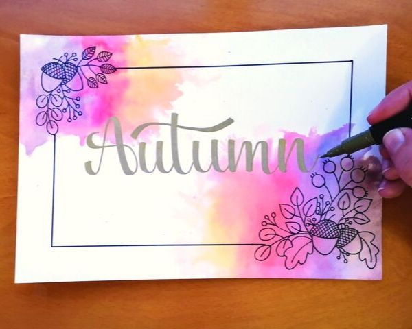 Stunning Florals with watercolor accents for a hand lettered Autumn home decor www.kellycreates.ca