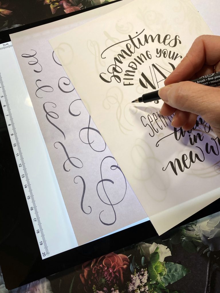 Calligraphy and lettering flourishing tutorial with FREE printable worksheets to practice flourishes www.kellycreates.ca