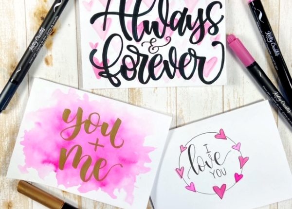 Cute Valentine cards with free printable lettering template www.kellycreates.ca