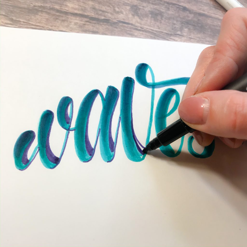 Cool Hand Lettering in a shape tutorial www.KellyCreates.ca