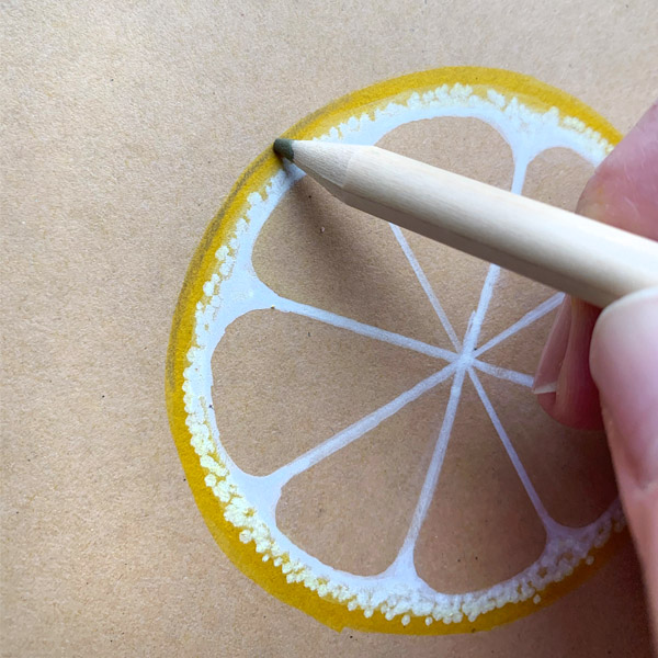 Draw and colour a lemon to make a cute card using markers and brush pens and coloring pencils www.kellycreates.ca