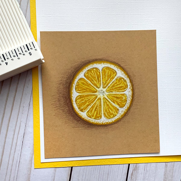 Draw and colour a lemon to make a cute card using markers and brush pens and coloring pencils www.kellycreates.ca