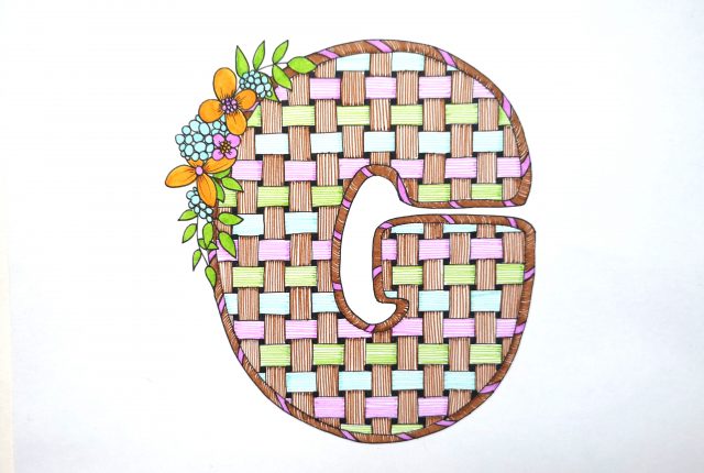 Basket weave hand lettering tutorial for Spring and Easter plus florals and monogram www.KellyCreates.ca