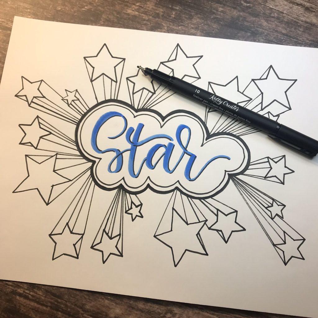 Awesome super hero star lettering template tutorial with free printable www.KellyCreates.ca