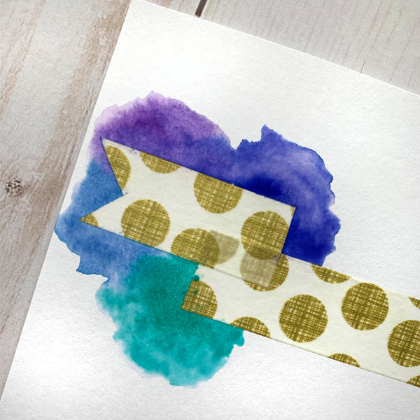Watercolor card with cool Washi tape masking technique www.kellycreates.ca