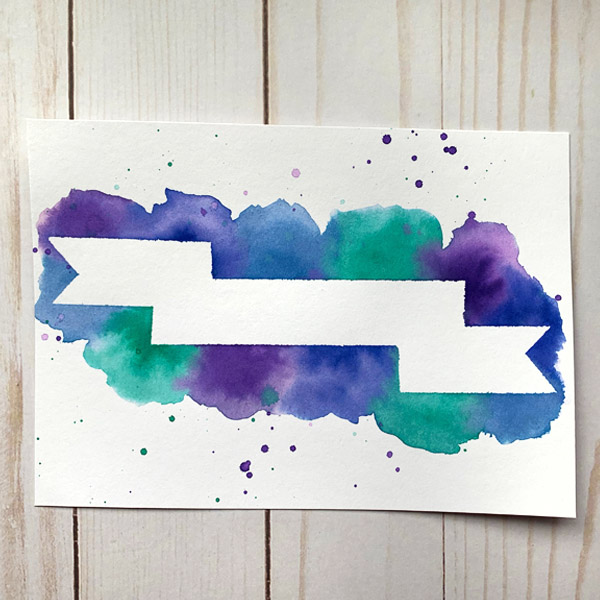 Watercolor card with cool Washi tape masking technique www.kellycreates.ca