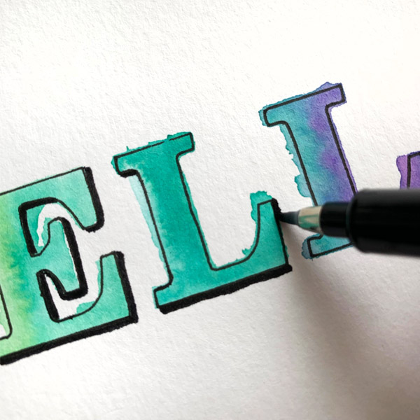 Free printable & SVG tutorial for watercolor lettering tutorial www.KellyCreates.ca