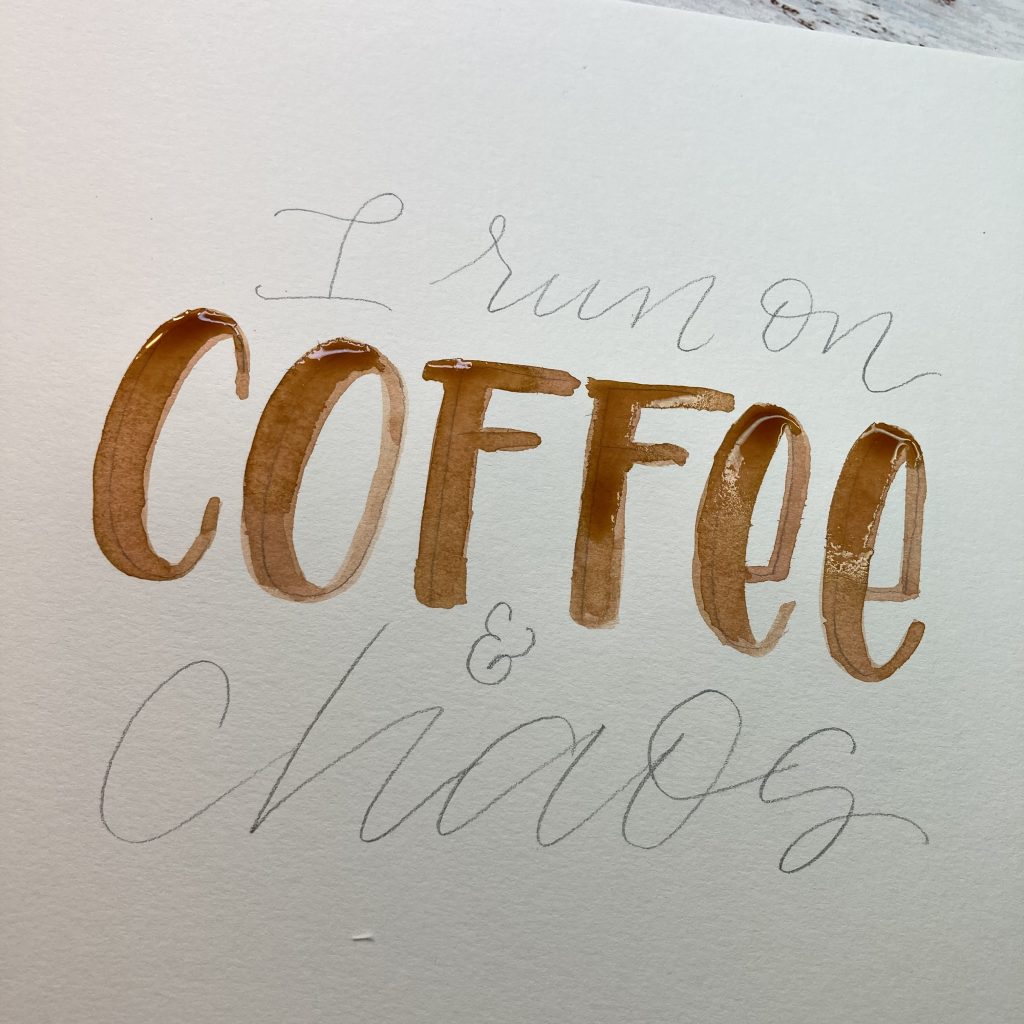 free hand lettering coffee home decor design with printable template www.kellycreates.ca