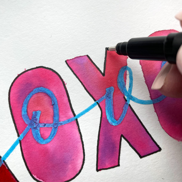 lettering with watercolor and a masking fluid pen www.kellycreates.ca