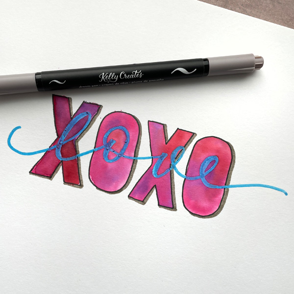 lettering with watercolor and a masking fluid pen www.kellycreates.ca