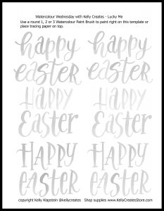 happy easter lettering free printable worksheet for watercolour practice template kellycreates.ca