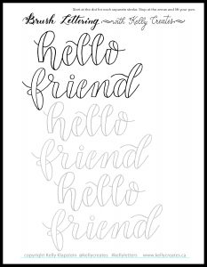 faux calligraphy watercolor lettering free printable template and tutorial www.kellycreates.ca