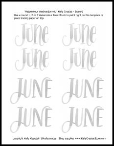 June free printable lettering template to download from kellycreates.ca