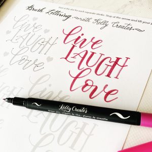 Free printable modern calligraphy hand lettering worksheet live laugh love www.kellycreates.ca