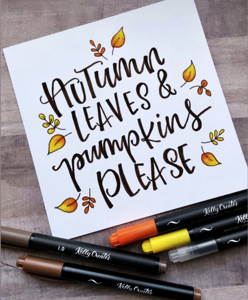 Autumn Leaves Quote fall hand lettering free printable template www.kellycreates.ca