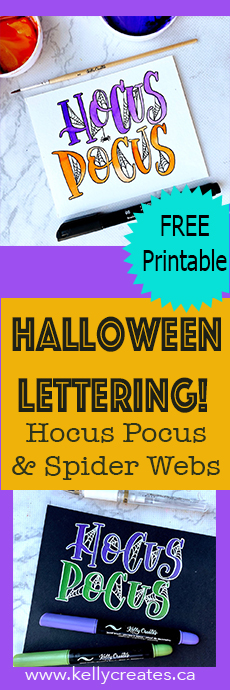Halloween lettering tutorial with spider webs kellycreates.ca