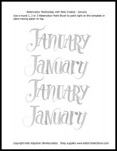 Free printable worksheet January lettering template to download and practice www.KellyCreates.ca