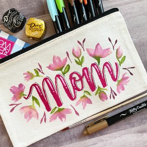 mother's day hand lettering diy fabric pouch bag www.kellycreates.ca