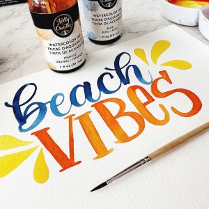 free printable lettering guide template to download and practice brush calligraphy beach vibes www.kellycreates.ca