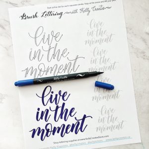 free lettering brush pen calligraphy printable template guide worksheet www.kellycreates.ca