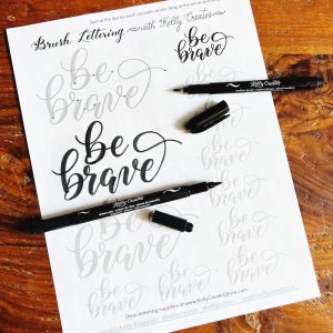 free printable worksheet guide modern calligraphy brush pen lettering template www.kellycreates.ca