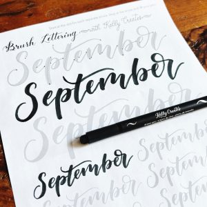 free printable modern calligraphy bouncy lettering template for brush pens www.kellycreates.ca