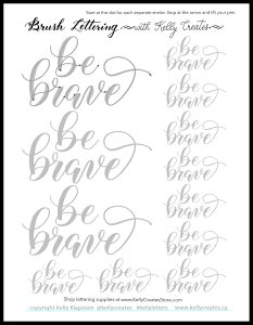 free printable worksheet guide modern calligraphy brush pen lettering template www.kellycreates.ca