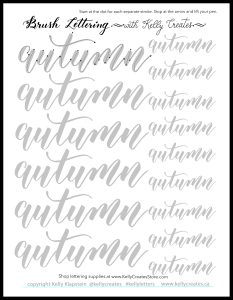 free printable digital download worksheet lettering template modern calligraphy brush pen www.kellycreates.ca