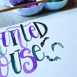 halloween watercolor lettering template practice tracing sheet www.kellycreates.ca