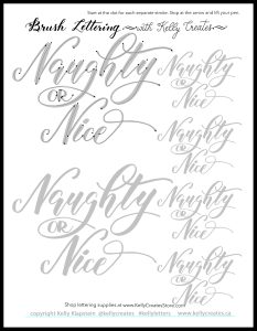 free printable Christmas holiday worksheet lettering modern calligraphy www.kellycreates.ca