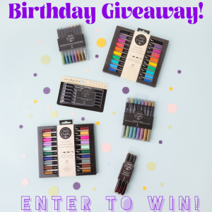 birthday giveaway win prizes pens calligraphy lettering www.kellycreates.ca